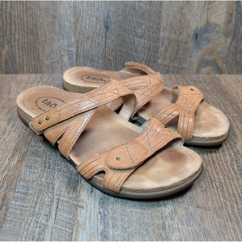 Size 8 - Taos Premier Sandals Women's Brown Leather Adjustable Straps Slip-on